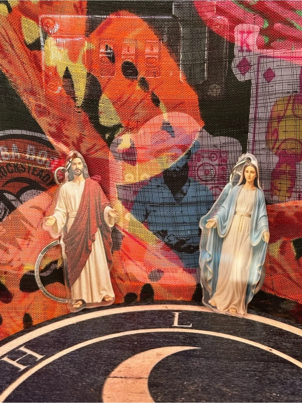 Jesus & Virgin Mary Acrylic Keychain Set – Religious Gift